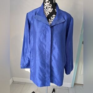 Chicos Royal Blue Blazer with Relaxed Fit and Smooth Finish Size 3